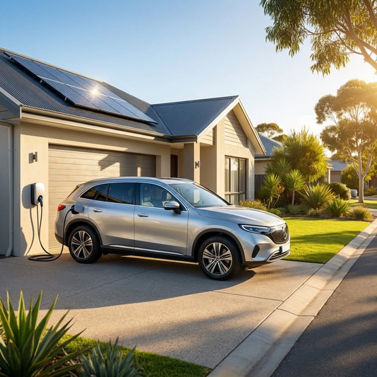 Electric vehicle charging at home using a Type 2 charger connected to a wall outlet.