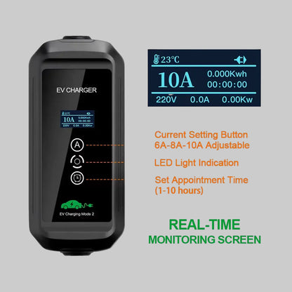 EV Supply Hub 2.2kW Type 2 Portable EV Charger – Adjustable 6–10A (5–10m)