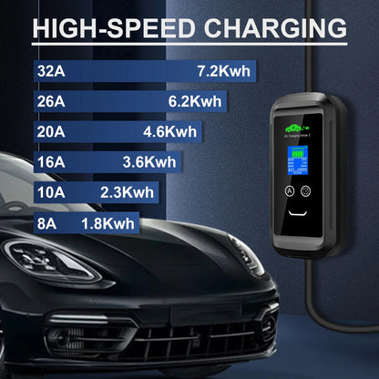 EV Supply Hub 7.2kW Smart EV Charger – Type 2 Portable EVSE with Tuya Wi‑Fi App Control (5-15m)